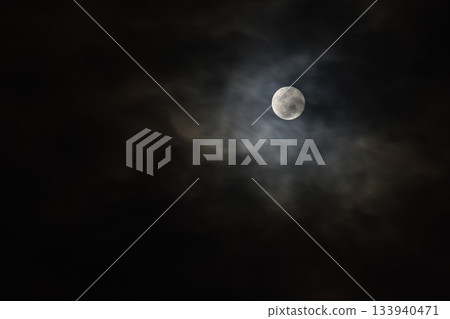 full moon covering by cloud floating on sky in night background 133940471