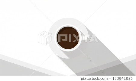 Illustration with coffee cup isolated on white background, top view 133941085