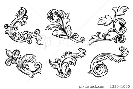 Vintage ornamental flourish frame corner 133941090