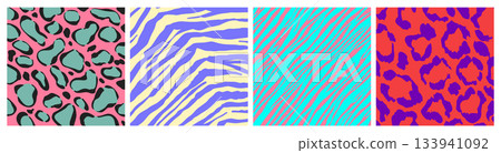 Psychedelic seamless animal patterns set 133941092