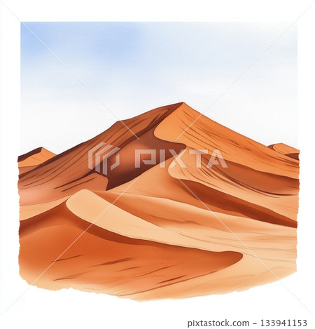 Namib Desert Star Dunes. Namib Desert Star Dunes hand drawn watercolor illustration on white background 133941153