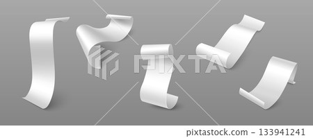 Long paper bill mockup in 3D realistic style Long paper bill mockup in 3D realistic style 133941241