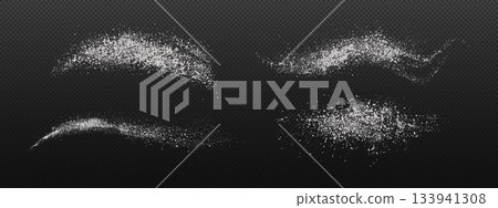 Fine flour or sugar crystals with splash effect Fine flour or sugar crystals with splash effect 133941308