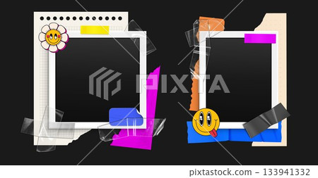 Instant photo frames set isolated on black Instant photo frames set isolated on black 133941332