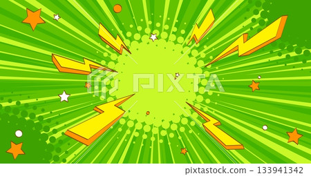 Green comic sunburst background 133941342