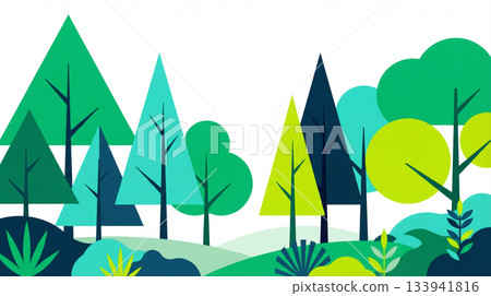 Landscape of flat illustration with trees. Environment and ecology concept 133941816