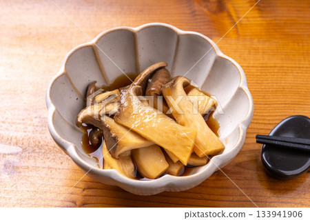 King oyster mushrooms marinated in noodle soup King oyster mushrooms marinated in noodle soup 133941906
