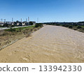 Muddy waters caused by typhoons 133942330