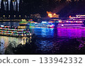 Illuminated port at night 133942332