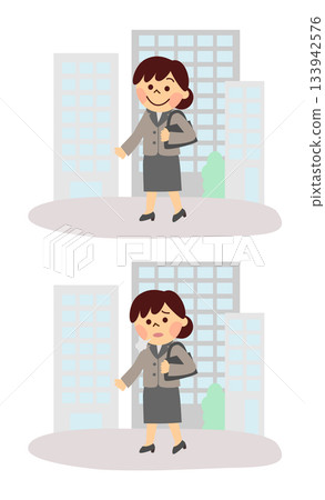 A woman walking in a suit - set of facial expressions A woman walking in a suit - set of facial expressions 133942576