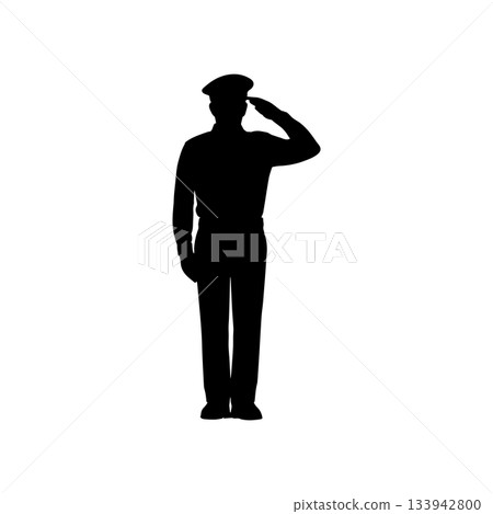 soldier saluting silhouette isolated on white background soldier saluting silhouette isolated on white background 133942800