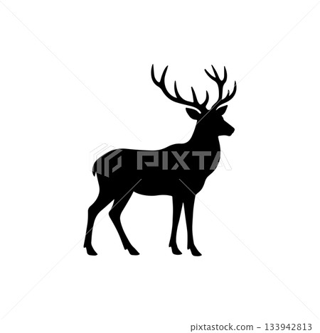 standing deer silhouette isolated on white background standing deer silhouette isolated on white background 133942813