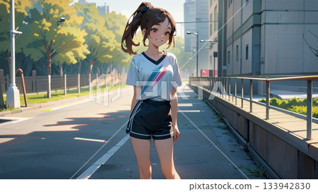 一個女孩跑 133942830