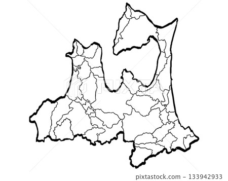 青森縣地圖 - 市町村劃分(筆觸簡版) 青森縣地圖 - 市町村劃分(筆觸簡版) 133942933