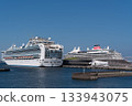 Asuka III and Diamond Princess moored side by side at Osanbashi Pier in Yokohama 133943075