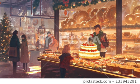 A cake shop floor lined with gorgeous cakes 133943291