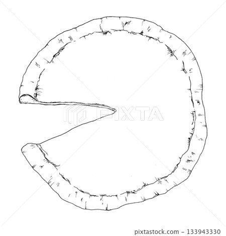 Vector illustration of a plain pizza base with a single slice cut out. Hand-drawn crust texture makes it suitable for menu layouts, recipe graphics, dough concepts and customizable food design themes Vector illustration of a plain pizza base with a single slice cut out. Hand-drawn crust texture makes it suitable for menu layouts, recipe graphics, dough concepts and customizable food design themes 133943330