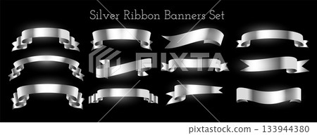 collection of silver ribbon bane element banner design collection of silver ribbon bane element banner design 133944380
