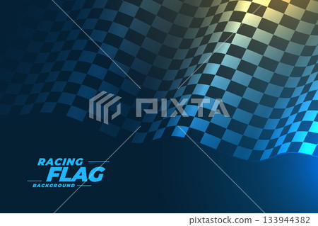 wavy style checkered rally flag background with shiny light effect 133944382