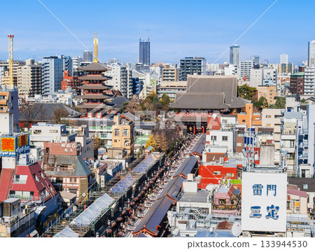 Senso-ji Temple Hokuramon and Nakamise 133944530