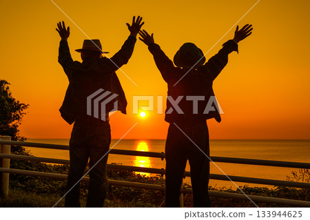 Senior couple hurrah Senior couple hurrah 133944625