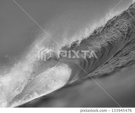 Close Perspective Revealing Textured Spray And Foam On Powerful Wave Close Perspective Revealing Textured Spray And Foam On Powerful Wave 133945476