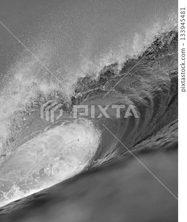 Close Perspective Revealing Textured Spray And Foam On Powerful Wave Close Perspective Revealing Textured Spray And Foam On Powerful Wave 133945481