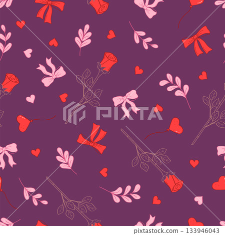 Love elements set. Valentine's day Seamless pattern decorative elements. Vector background illustration. Love elements set. Valentine's day Seamless pattern decorative elements. Vector background illustration. 133946043