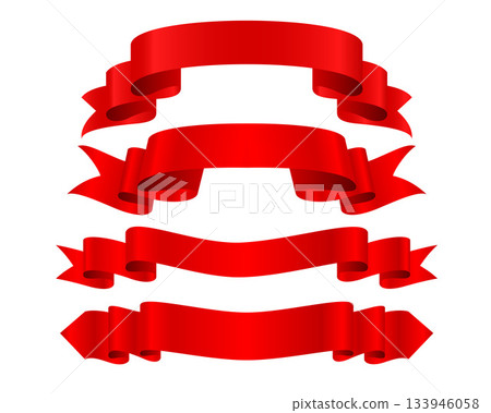collection of isolated red ribbon tape banner for xmas decor 133946058