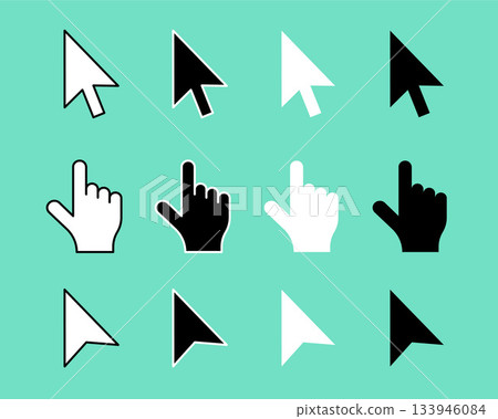 flat style hand pointer and cursor in collection 133946084