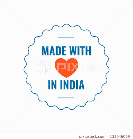 made in india sign background with love heart for original product made in india sign background with love heart for original product 133946099