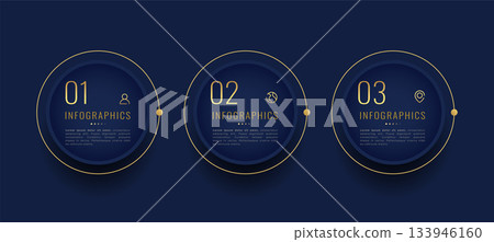 three step business plan for infographic golden banner design 133946160
