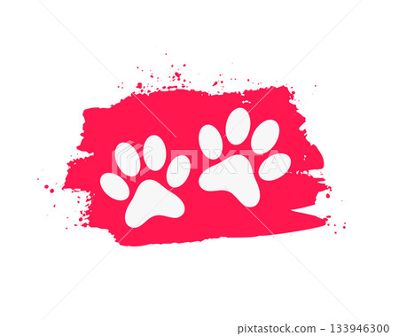 cute paw feet print background with brush stroke effect 133946300
