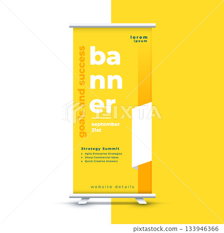 professional yellow rollup standee display banner design professional yellow rollup standee display banner design 133946366