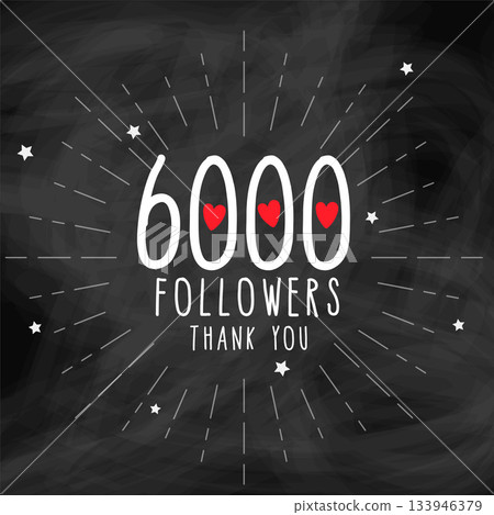 thank you 6k or 6000 followers milestone heart background design 133946379