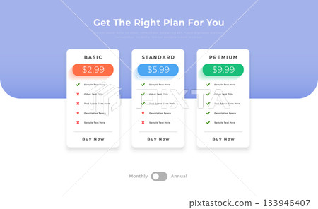 pricing or subscription plan chart template for business presentation pricing or subscription plan chart template for business presentation 133946407