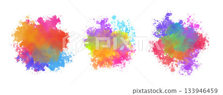 abstract watercolor paint splatter background in set of three 133946459
