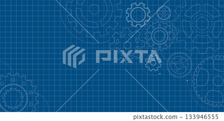 Gear blueprint technical mechanism construction background wheel industry pattern engineering. The graphic is built with smooth lines and form. A modern abstract asset for tech inspired sites. Gear blueprint technical mechanism construction background wheel industry pattern engineering. The graphic is built with smooth lines and form. A modern abstract asset for tech inspired sites. 133946555