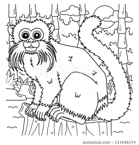 Emperor Tamarin Monkey Coloring Page for Kids 133946574