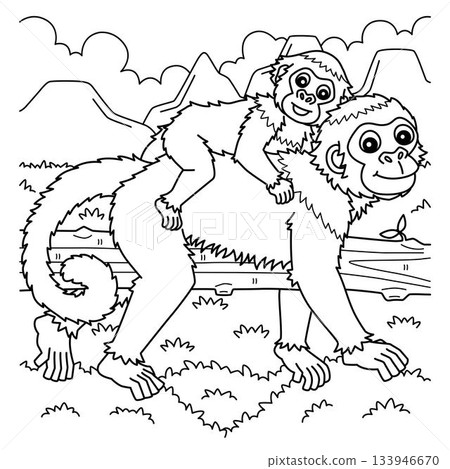 Capuchin Monkey Coloring Page for Kids 133946670