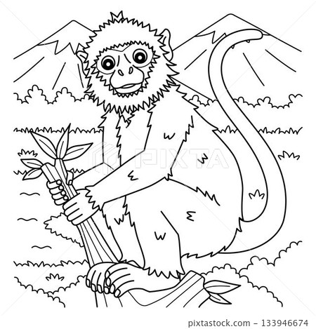 Hanuman Langur Monkey Coloring Page for Kids Hanuman Langur Monkey Coloring Page for Kids 133946674