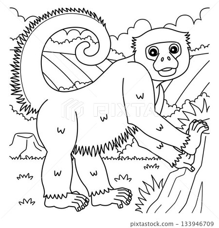 Peruvian Yellow-Tailed Woolly Monkey Coloring Page Peruvian Yellow-Tailed Woolly Monkey Coloring Page 133946709