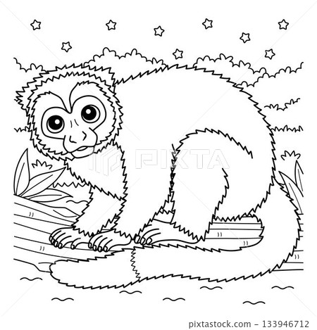 Night Monkey Coloring Page for Kids 133946712