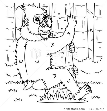 Mandrill Monkey Coloring Page for Kids 133946714