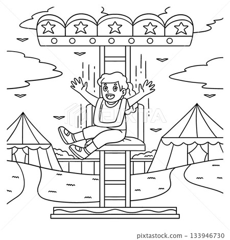 Amusement Park Girl on a Drop Tower Coloring Page Amusement Park Girl on a Drop Tower Coloring Page 133946730