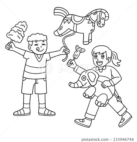 Amusement Park Children Snacks and Prizes Isolated Amusement Park Children Snacks and Prizes Isolated 133946748