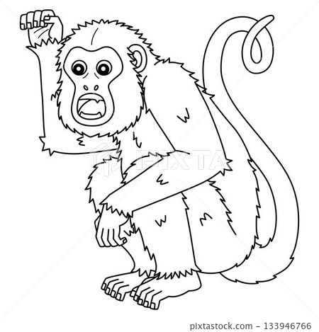 Howler Monkey Isolated Coloring Page for Kids Howler Monkey Isolated Coloring Page for Kids 133946766