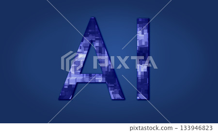 Artificial intelligence logo in blue mosaic pattern on gradient background for tech branding and design Artificial intelligence logo in blue mosaic pattern on gradient background for tech branding and design 133946823