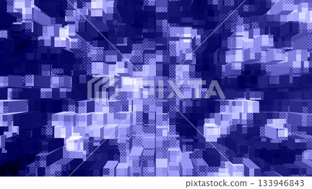 Abstract blue cube mosaic with geometric blocks and dotted textures in cool tones Abstract blue cube mosaic with geometric blocks and dotted textures in cool tones 133946843