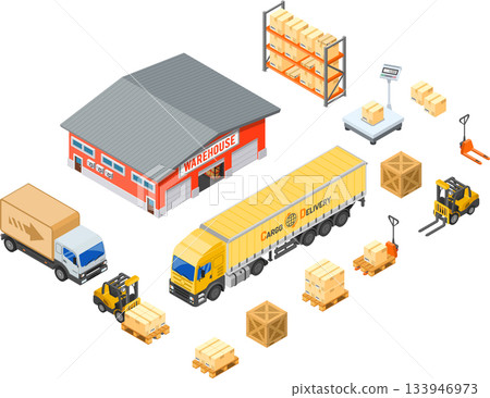 Warehouse Storage and Delivery Isometric Infographics Warehouse Storage and Delivery Isometric Infographics 133946973